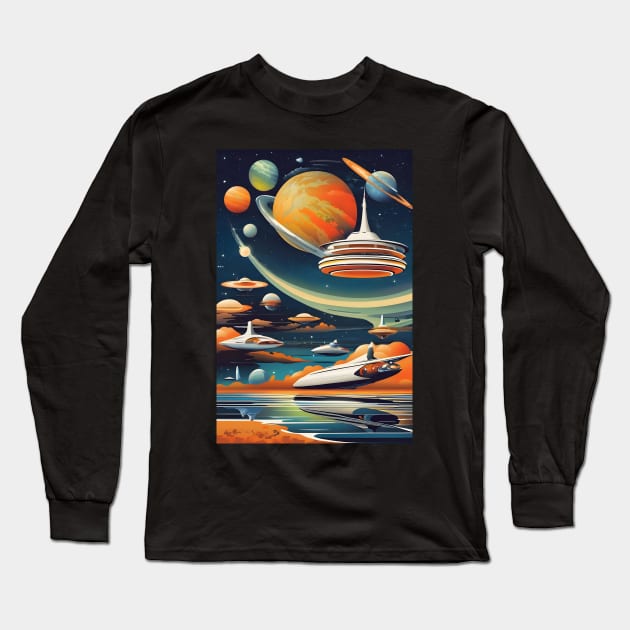 Soviet sci fi space art Long Sleeve T-Shirt by Spaceboyishere